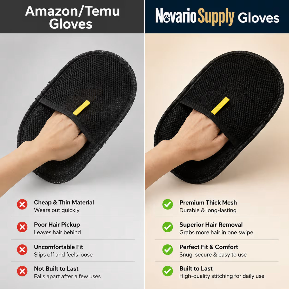 Novario™ Pet Hair Removal Mitt